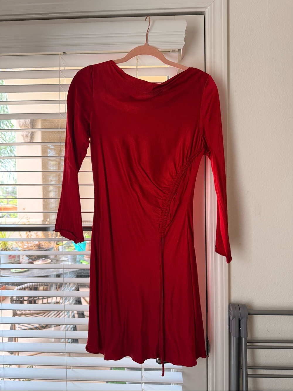 RAILS Red Long-Sleeve Ruched Women’s Dress